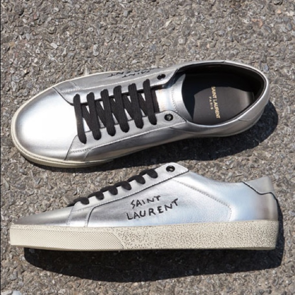 NWT SAINT LAURENT METALLIC SNEAKERS.